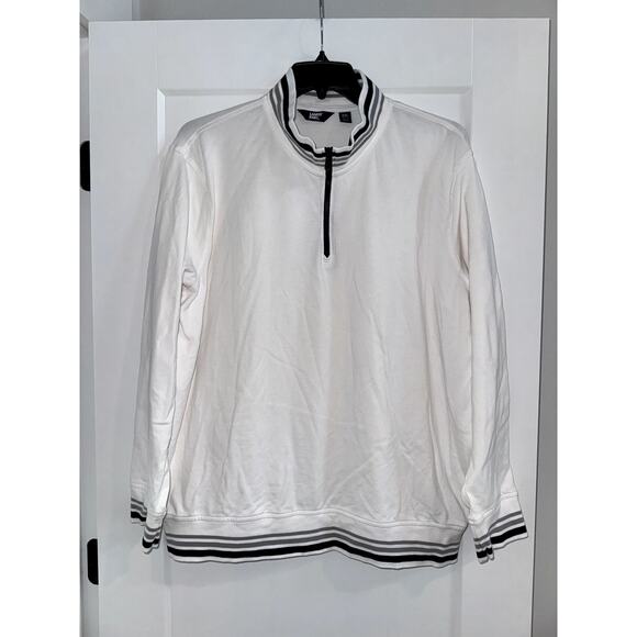 Lands' End 1/4 Zip Pullover Mock Sweater White Men’s XXL - Picture 1 of 7